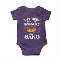 Funny Just Here For The Wieners And Bang Baby Onesie 4th Of July Hot Dog Lover Fireworks - Wonder Print Shop