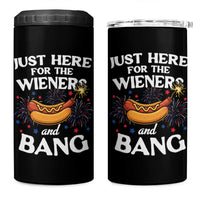 Funny Just Here For The Wieners And Bang 4 in 1 Can Cooler Tumbler 4th Of July Hot Dog Lover Fireworks - Wonder Print Shop