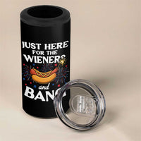 Funny Just Here For The Wieners And Bang 4 in 1 Can Cooler Tumbler 4th Of July Hot Dog Lover Fireworks - Wonder Print Shop
