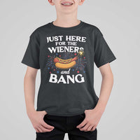 Funny Just Here For The Wieners And Bang T Shirt For Kid 4th Of July Hot Dog Lover Fireworks - Wonder Print Shop