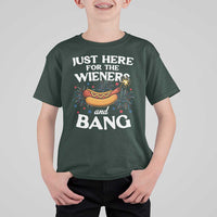 Funny Just Here For The Wieners And Bang T Shirt For Kid 4th Of July Hot Dog Lover Fireworks - Wonder Print Shop