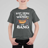 Funny Just Here For The Wieners And Bang T Shirt For Kid 4th Of July Hot Dog Lover Fireworks - Wonder Print Shop