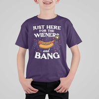 Funny Just Here For The Wieners And Bang T Shirt For Kid 4th Of July Hot Dog Lover Fireworks - Wonder Print Shop