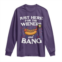 Funny Just Here For The Wieners And Bang Long Sleeve Shirt 4th Of July Hot Dog Lover Fireworks - Wonder Print Shop