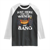 Funny Just Here For The Wieners And Bang Raglan Shirt 4th Of July Hot Dog Lover Fireworks - Wonder Print Shop