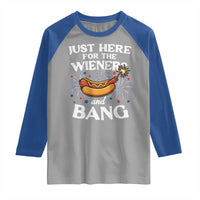 Funny Just Here For The Wieners And Bang Raglan Shirt 4th Of July Hot Dog Lover Fireworks - Wonder Print Shop