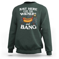 Funny Just Here For The Wieners And Bang Sweatshirt 4th Of July Hot Dog Lover Fireworks - Wonder Print Shop