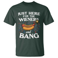 Funny Just Here For The Wieners And Bang T Shirt 4th Of July Hot Dog Lover Fireworks - Wonder Print Shop