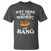 Funny Just Here For The Wieners And Bang T Shirt 4th Of July Hot Dog Lover Fireworks - Wonder Print Shop