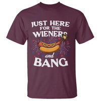 Funny Just Here For The Wieners And Bang T Shirt 4th Of July Hot Dog Lover Fireworks - Wonder Print Shop