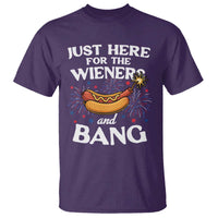 Funny Just Here For The Wieners And Bang T Shirt 4th Of July Hot Dog Lover Fireworks - Wonder Print Shop
