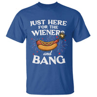 Funny Just Here For The Wieners And Bang T Shirt 4th Of July Hot Dog Lover Fireworks - Wonder Print Shop