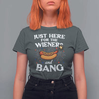 Funny Just Here For The Wieners And Bang T Shirt For Women 4th Of July Hot Dog Lover Fireworks - Wonder Print Shop