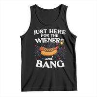 Funny Just Here For The Wieners And Bang Tank Top 4th Of July Hot Dog Lover Fireworks - Wonder Print Shop
