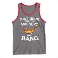 Funny Just Here For The Wieners And Bang Tank Top 4th Of July Hot Dog Lover Fireworks - Wonder Print Shop