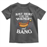 Funny Just Here For The Wieners And Bang Toddler T Shirt 4th Of July Hot Dog Lover Fireworks - Wonder Print Shop