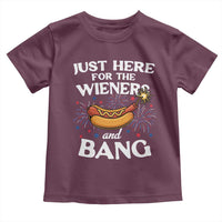 Funny Just Here For The Wieners And Bang Toddler T Shirt 4th Of July Hot Dog Lover Fireworks - Wonder Print Shop