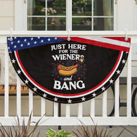Funny Just Here For The Wieners And Bang Patriotic Fan Flag 4th Of July Hot Dog Lover Fireworks
