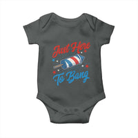 Funny Fireworks Just Here To Bang Baby Onesie American Flag Firecracker Rocket - Wonder Print Shop