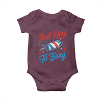 Funny Fireworks Just Here To Bang Baby Onesie American Flag Firecracker Rocket - Wonder Print Shop
