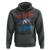 Funny Fireworks Just Here To Bang Hoodie American Flag Firecracker Rocket - Wonder Print Shop