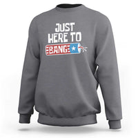 Funny Fireworks Just Here To Bang Sweatshirt American Flag Firecracker - Wonder Print Shop