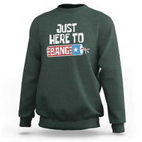 Funny Fireworks Just Here To Bang Sweatshirt American Flag Firecracker - Wonder Print Shop