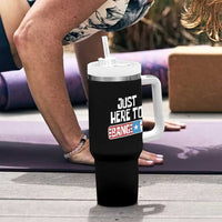 Funny Fireworks Just Here To Bang Tumbler With Handle American Flag Firecracker - Wonder Print Shop