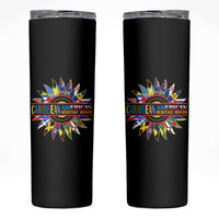 Funny Caribbean American Heritage Month Skinny Tumbler Flower