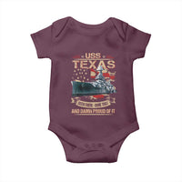 USS Texas Been There Done That And Damn Proud Of It Baby Onesie Battleship USA American Flag