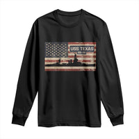 USS Texas BB35 WW1 WW2 Battleship USA American Flag Long Sleeve Shirt
