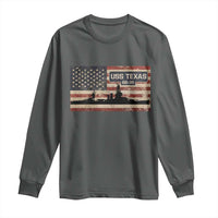 USS Texas BB35 WW1 WW2 Battleship USA American Flag Long Sleeve Shirt