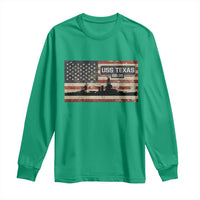 USS Texas BB35 WW1 WW2 Battleship USA American Flag Long Sleeve Shirt
