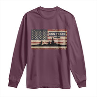 USS Texas BB35 WW1 WW2 Battleship USA American Flag Long Sleeve Shirt