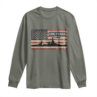 USS Texas BB35 WW1 WW2 Battleship USA American Flag Long Sleeve Shirt
