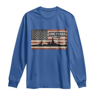 USS Texas BB35 WW1 WW2 Battleship USA American Flag Long Sleeve Shirt