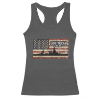 USS Texas BB35 WW1 WW2 Battleship USA American Flag Racerback Tank Top