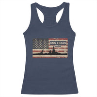 USS Texas BB35 WW1 WW2 Battleship USA American Flag Racerback Tank Top