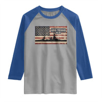 USS Texas BB35 WW1 WW2 Battleship USA American Flag Raglan Shirt