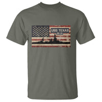 USS Texas BB35 WW1 WW2 Battleship USA American Flag T Shirt