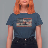 USS Texas BB35 WW1 WW2 Battleship USA American Flag T Shirt For Women