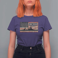 USS Texas BB35 WW1 WW2 Battleship USA American Flag T Shirt For Women