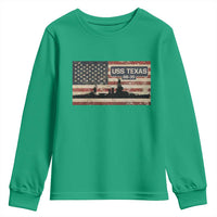 USS Texas BB35 WW1 WW2 Battleship USA American Flag Youth Sweatshirt