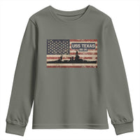 USS Texas BB35 WW1 WW2 Battleship USA American Flag Youth Sweatshirt