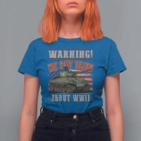 Warning May Start Talking About WWII T Shirt For Women American Flag Tank
