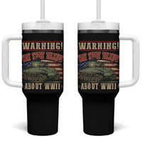 Warning May Start Talking About WWII Tumbler With Handle American Flag Tank