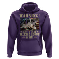 Warning May Start Talking About WWII Hoodie American Flag Fighter Jet - Wonder Print Shop