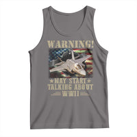 Warning May Start Talking About WWII Tank Top American Flag Fighter Jet - Wonder Print Shop