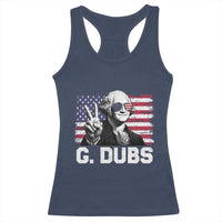 G Dubs George Washington Funny 4th Of July Racerback Tank Top Vintage American Flag
