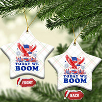 Today We Boom 4th of July Bald Eagle Fireworks Ceramic Ornament